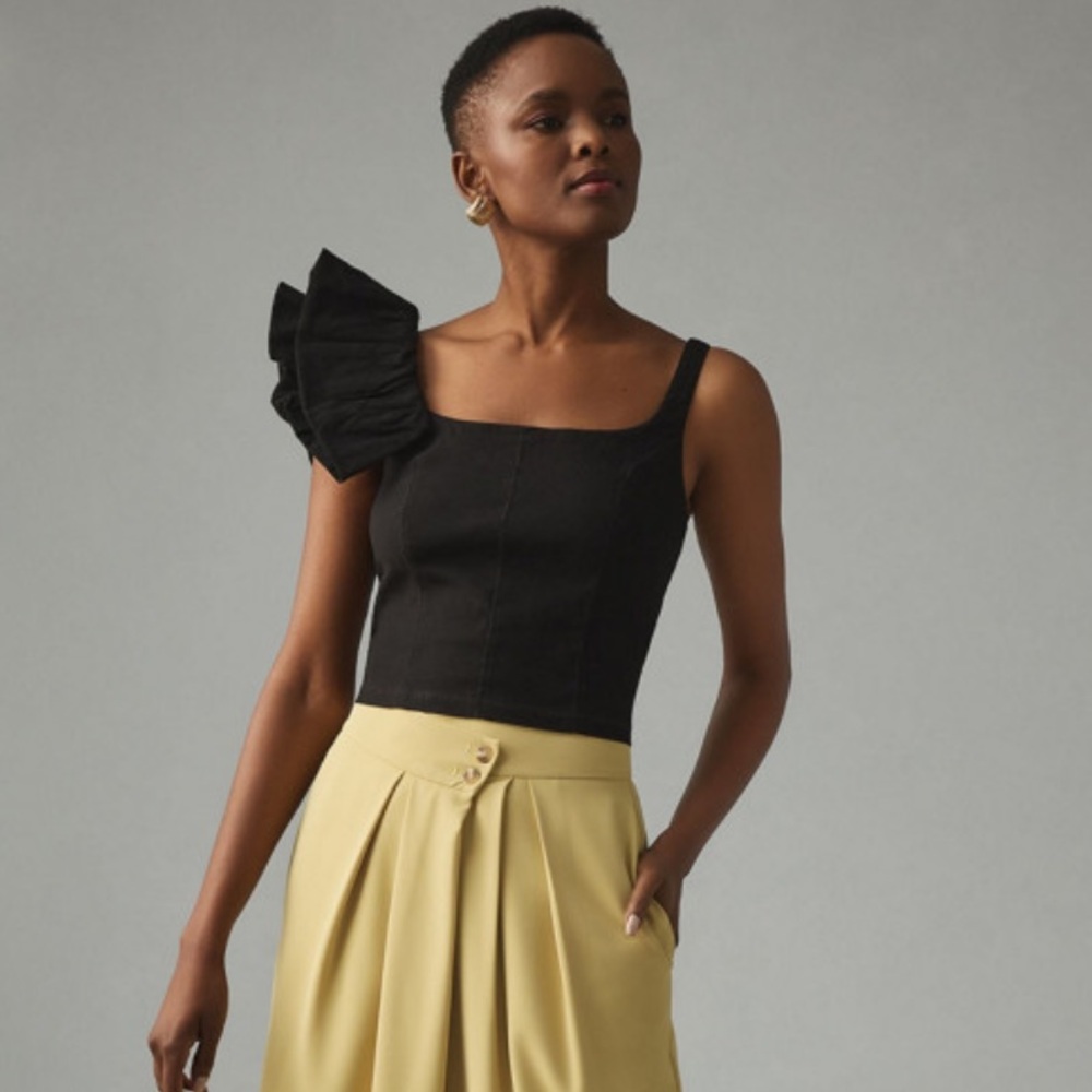 Anthropologie Square Neck Ruffle Top - NWT